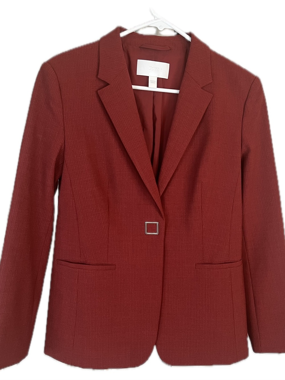 Hugo Boss Tailored Brick Red Single-Button Tailored pinstripe Blazer